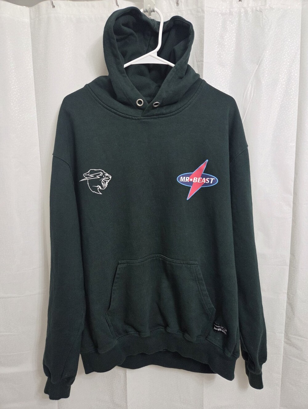 Mr. Beast Dark Green Pullover Hoodid Size Large - Unisex Missing Drawstring